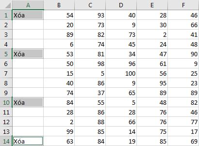 Làm sao để xóa nhiều dòng cùng một lúc trong Excel?