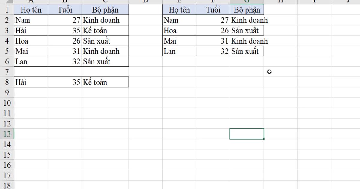 Một số thao tác Excel thường dùng với đối tượng Ô, vùng ô