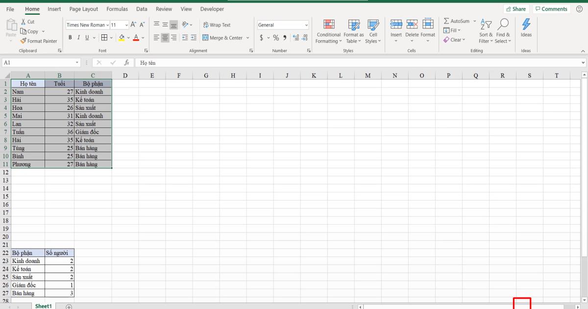 Các thông tin bổ trợ trên màn hình giúp Excel làm việc hiệu quả hơn