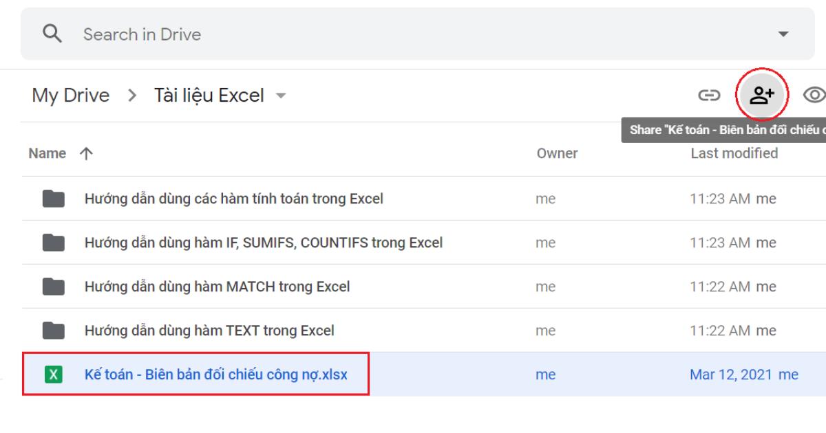 Hướng dẫn tạo file Excel dùng chung trong Google Drive