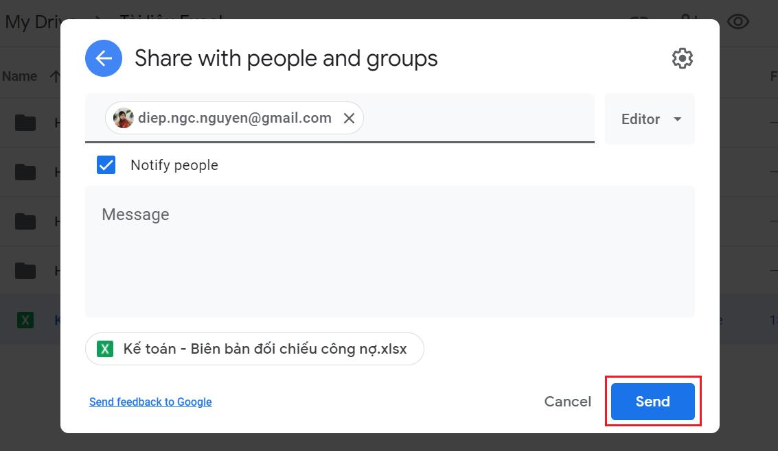 Hướng dẫn tạo file Excel dùng chung trong Google Drive