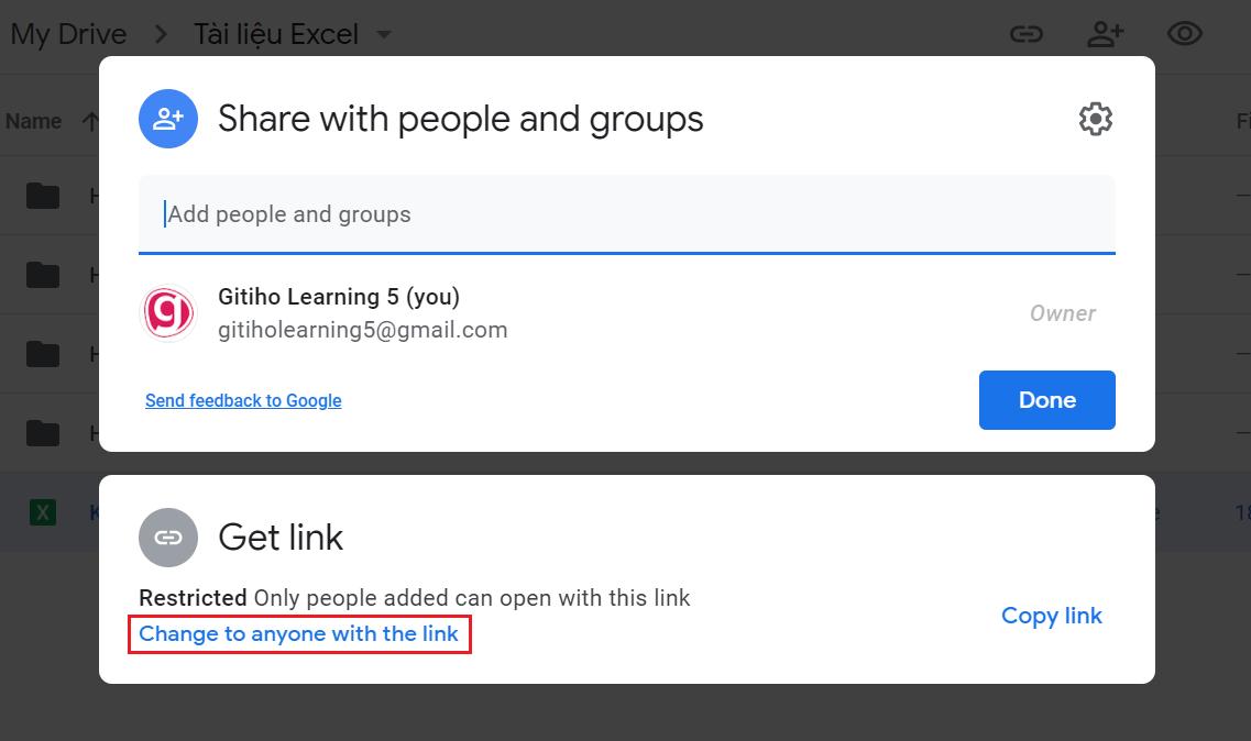 Hướng dẫn tạo file Excel dùng chung trong Google Drive