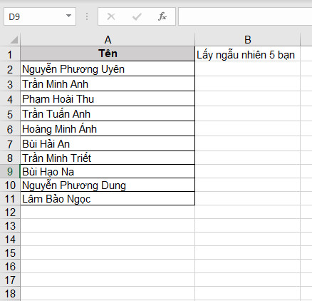 Hướng dẫn cách chọn ngẫu nhiên giá trị trong Excel cực nhanh