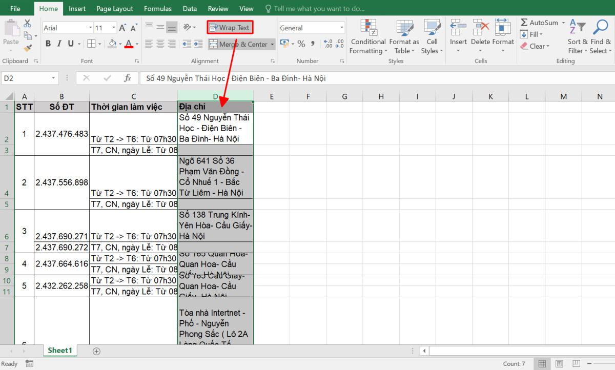 hoàn thành cách ẩn chữ trong Excel
