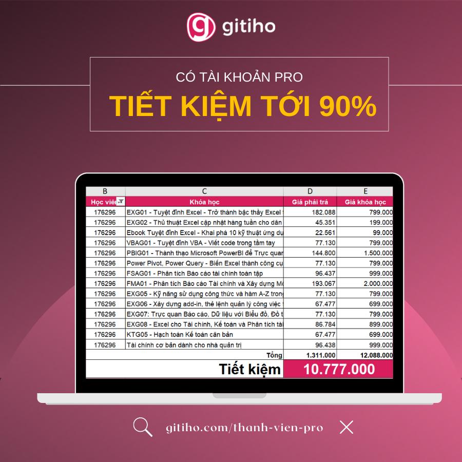 [HOT] Đăng ký thành viên PRO của Gitiho và nhận ngay những ưu đãi khủng