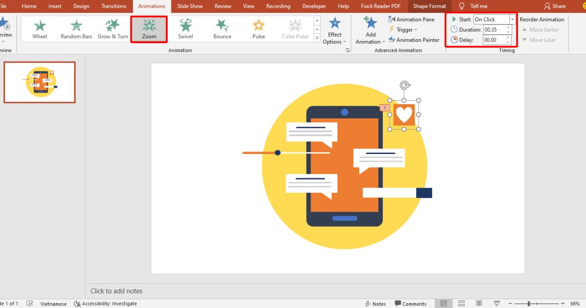 Hướng dẫn cách tạo hiệu ứng động nhắn tin điện thoại trong PowerPoint