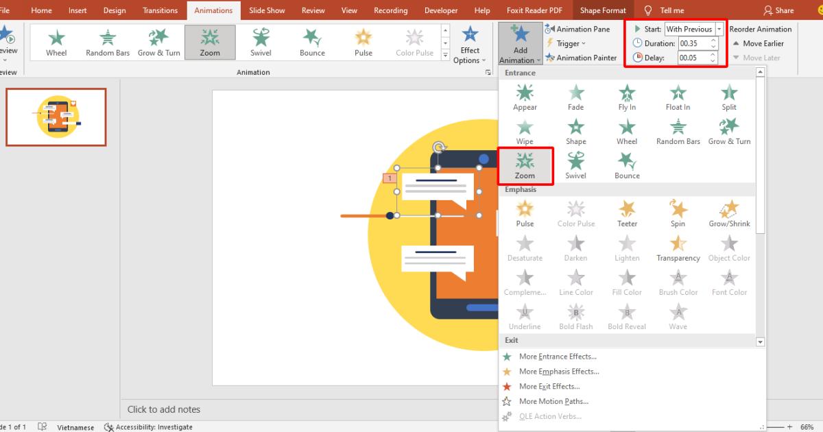 Hướng dẫn cách tạo hiệu ứng động nhắn tin điện thoại trong PowerPoint