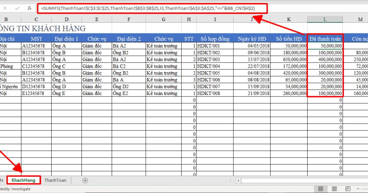 Cách lập mẫu biên bản đối chiếu công nợ tự động trên Excel