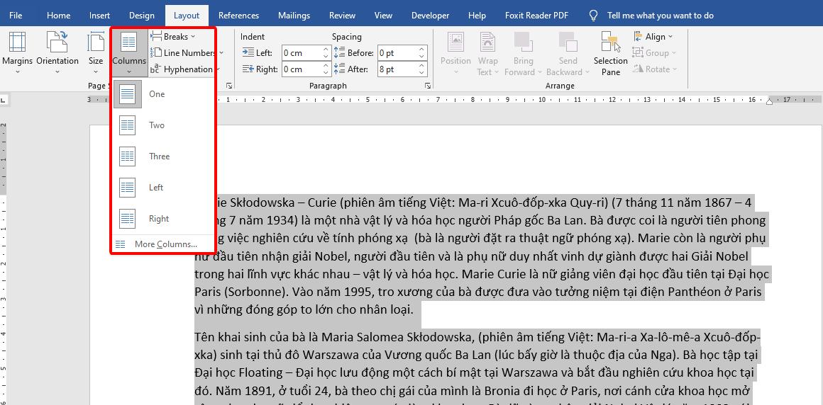 Cách tạo Drop Cap và chia cột báo trong Microsoft Word