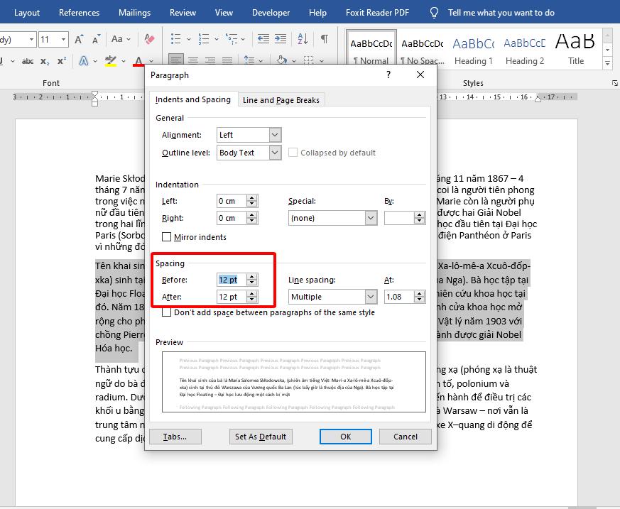 Cách căn chỉnh khoảng cách dòng và đoạn trong Microsoft Word