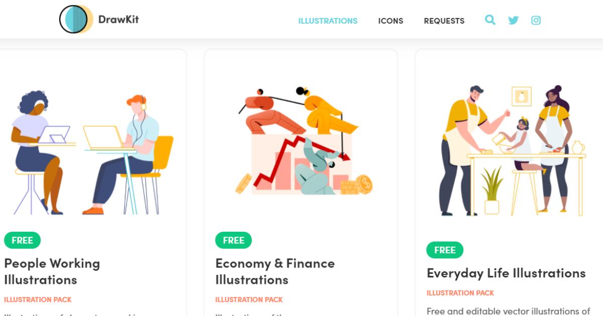 Trang web cung cấp ảnh minh họa không nền drawkit