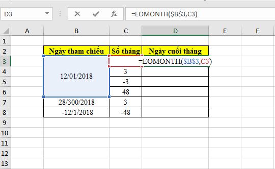 Cách dùng hàm EOMONTH để tìm ngày cuối cùng trong tháng