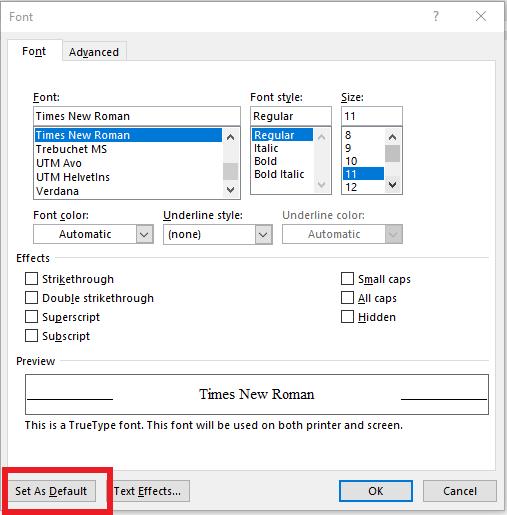 Hướng dẫn cách thiết lập font chữ mặc định trong Word