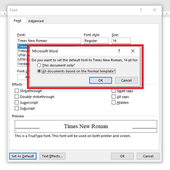 Hướng dẫn cách thiết lập font chữ mặc định trong Word