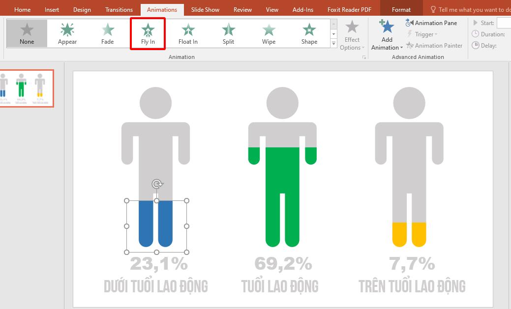 Cách tạo hiệu ứng động cho biểu đồ phần trăm (phần 2)