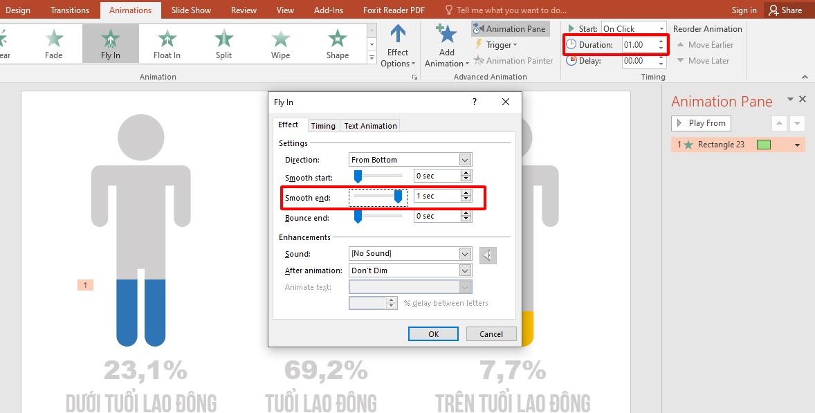 Cách tạo hiệu ứng động cho biểu đồ phần trăm (phần 2)