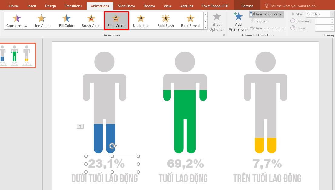 Cách tạo hiệu ứng động cho biểu đồ phần trăm (phần 2)