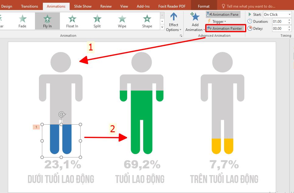 Cách tạo hiệu ứng động cho biểu đồ phần trăm (phần 2)