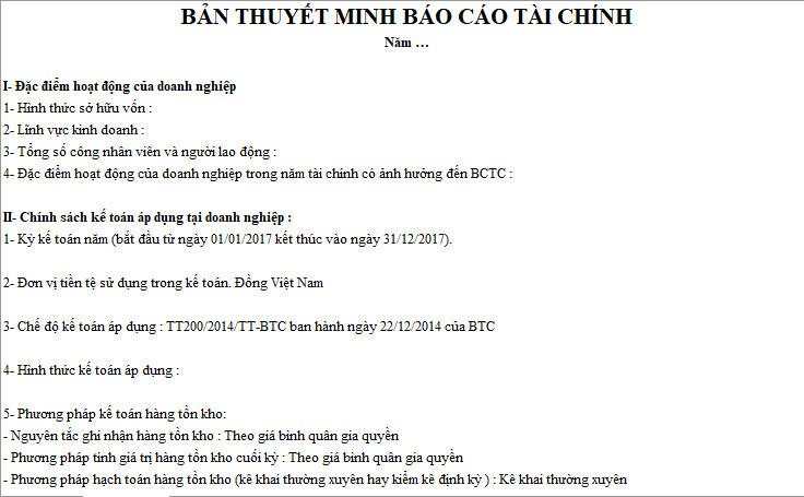 Hướng dẫn lập bản thuyết minh báo cáo tài chính đầy đủ, chính xác nhất