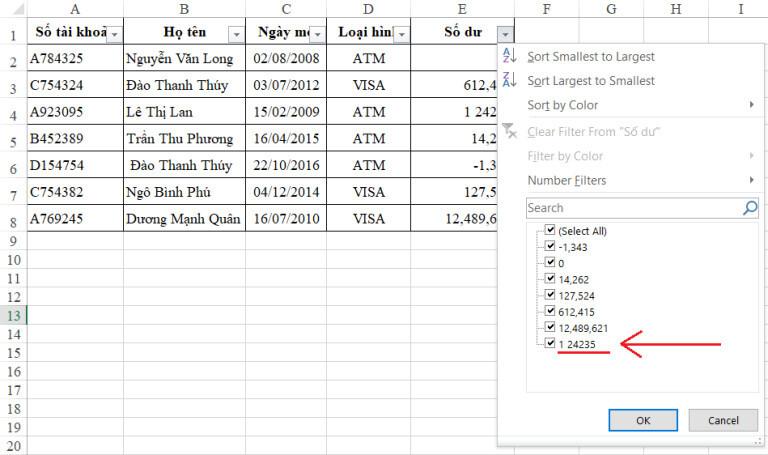 Cách phát hiện lỗi định dạng số bằng AutoFilter