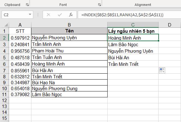 Hướng dẫn cách chọn ngẫu nhiên giá trị trong Excel cực nhanh