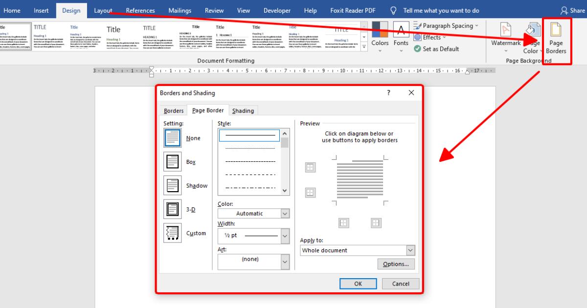 Cách tạo khung viền trong Word cho trang bìa, văn bản