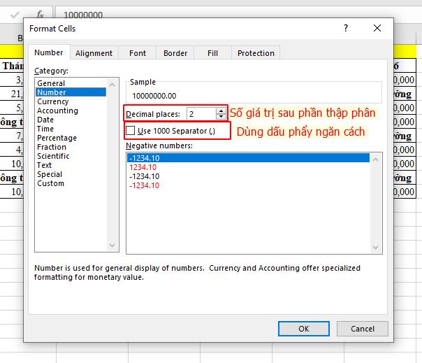Cách định dạng chuẩn cho dữ liệu dạng số trong Excel 2