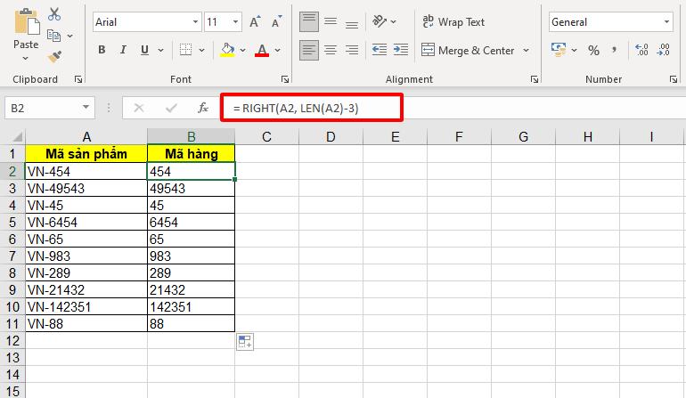 Hàm Right trong Excel: cách dùng và ví dụ chi tiết