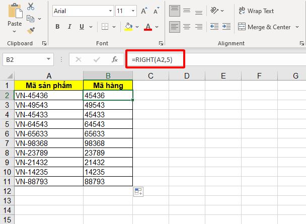 Hàm Right trong Excel: cách dùng và ví dụ chi tiết