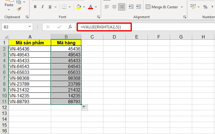 Hàm Right trong Excel: cách dùng và ví dụ chi tiết