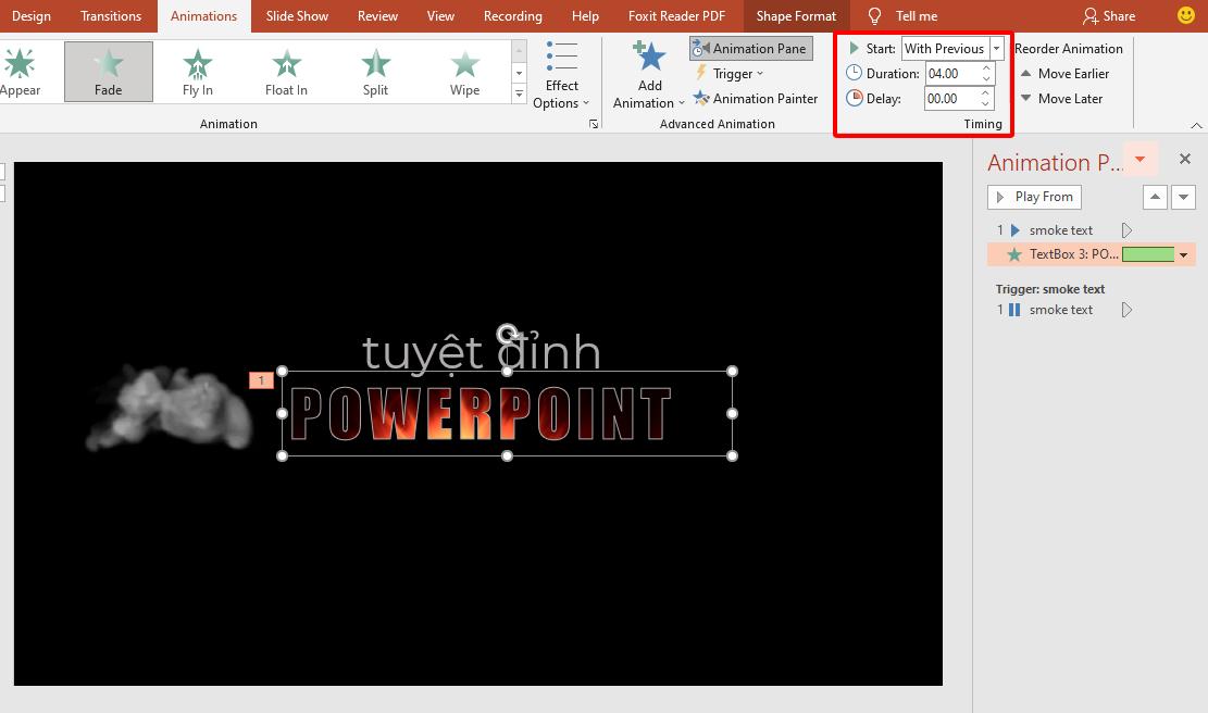 Cách tạo hiệu ứng chữ khói (smoke text) độc đáo trong PowerPoint