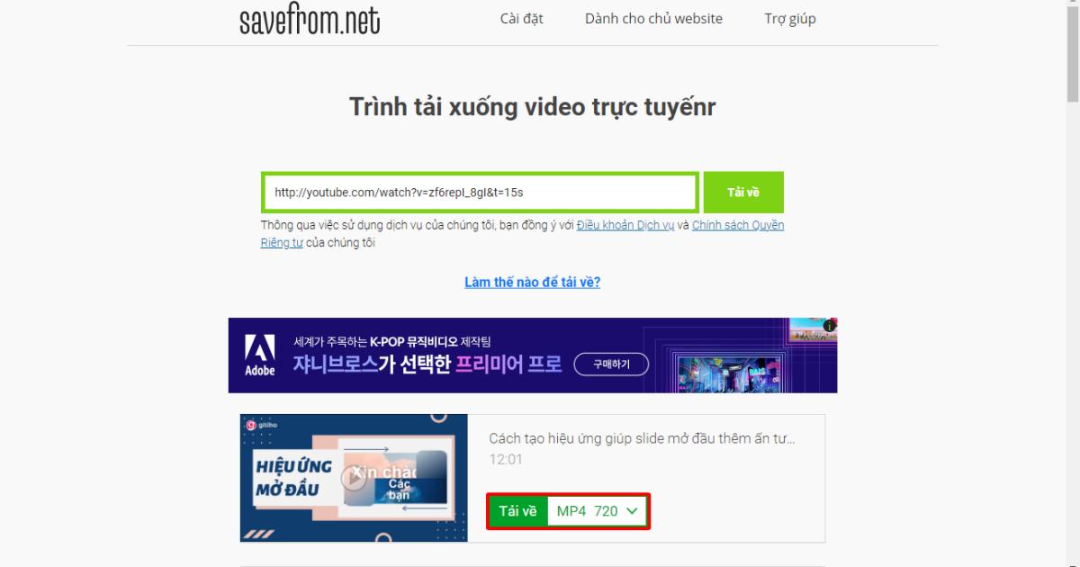 Cách tải video từ Youtube để chèn vào PowerPoint