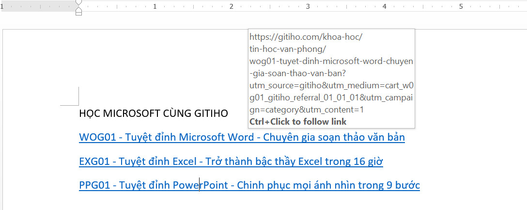 Cách tạo liên kết giữa các trang trong Word bằng Hyperlink