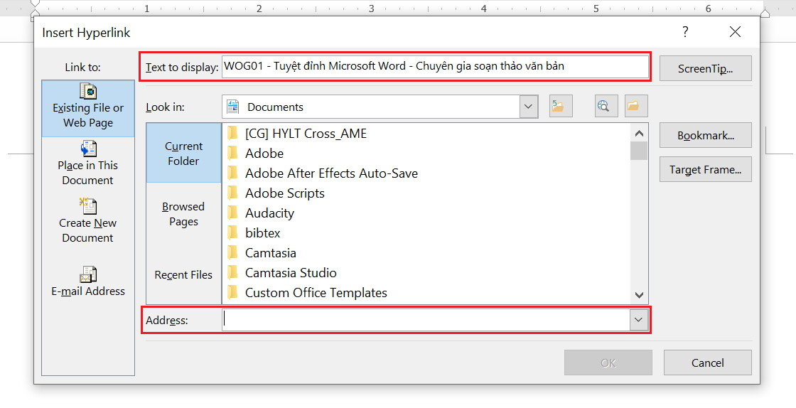 Cách tạo liên kết giữa các trang trong Word bằng Hyperlink