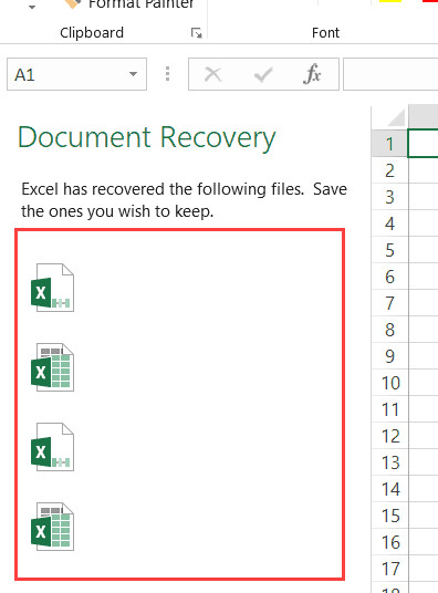 image Recover Unsaved Files in Excel Document Recovery