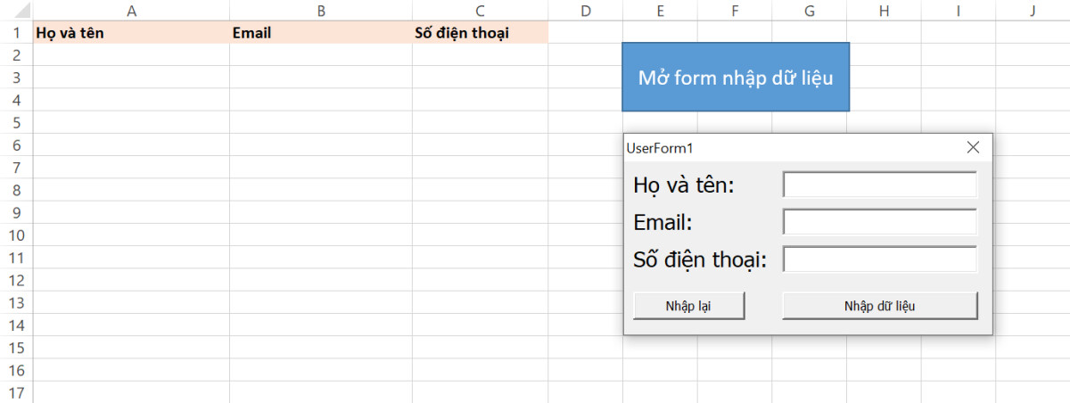 Hướng Dẫn Chi Tiết Các Bước Tạo Form Nhập Liệu Bằng Vba Excel