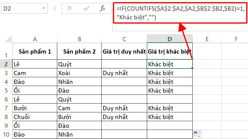 Cách tìm kiếm và lọc dữ liệu không trùng nhau trong Excel