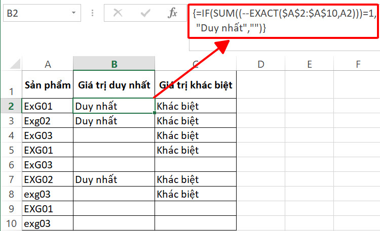 Cách tìm kiếm và lọc dữ liệu không trùng nhau trong Excel