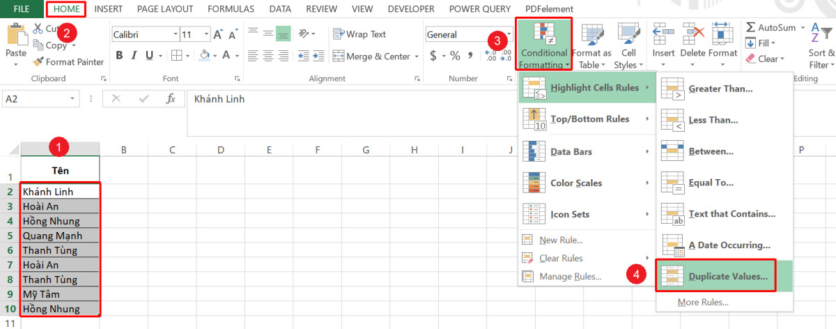 Cách tìm kiếm và lọc dữ liệu không trùng nhau trong Excel