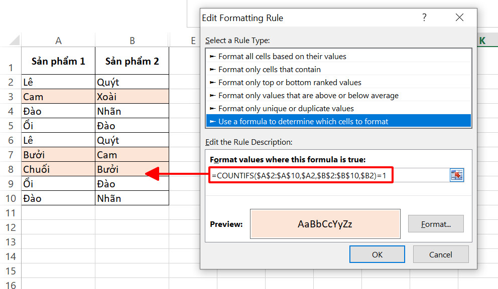 Cách tìm kiếm và lọc dữ liệu không trùng nhau trong Excel