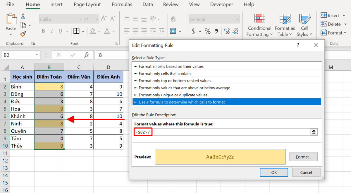 Hướng dẫn cách copy định dạng có điều kiện trong Excel đơn giản nhất