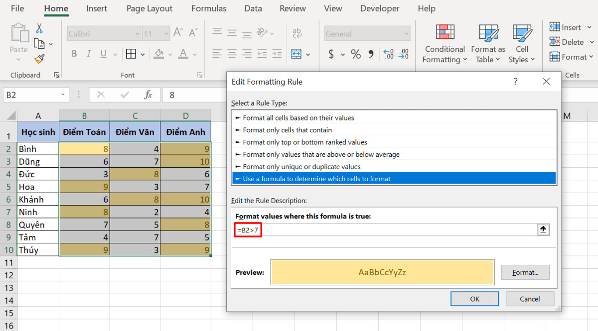 Hướng dẫn cách copy định dạng có điều kiện trong Excel đơn giản nhất