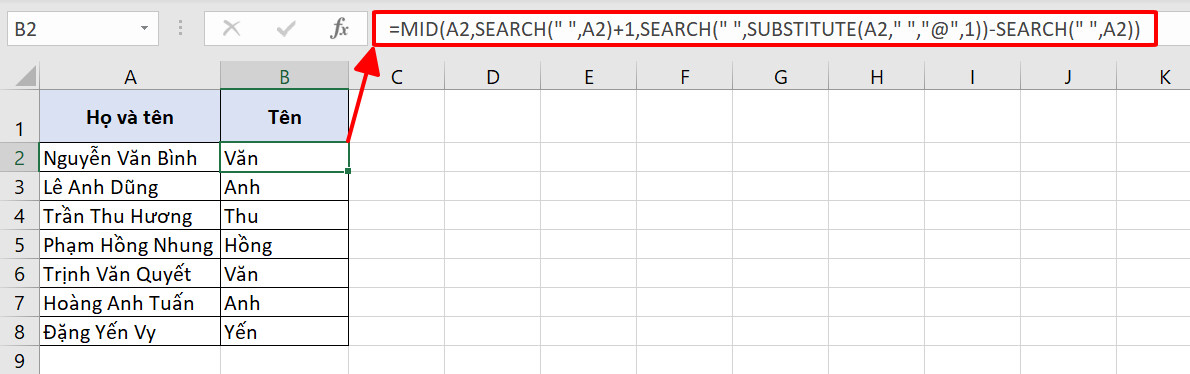 Hướng dẫn 4 cách tách tên trong Excel để tách riêng họ, tên và tên đệm