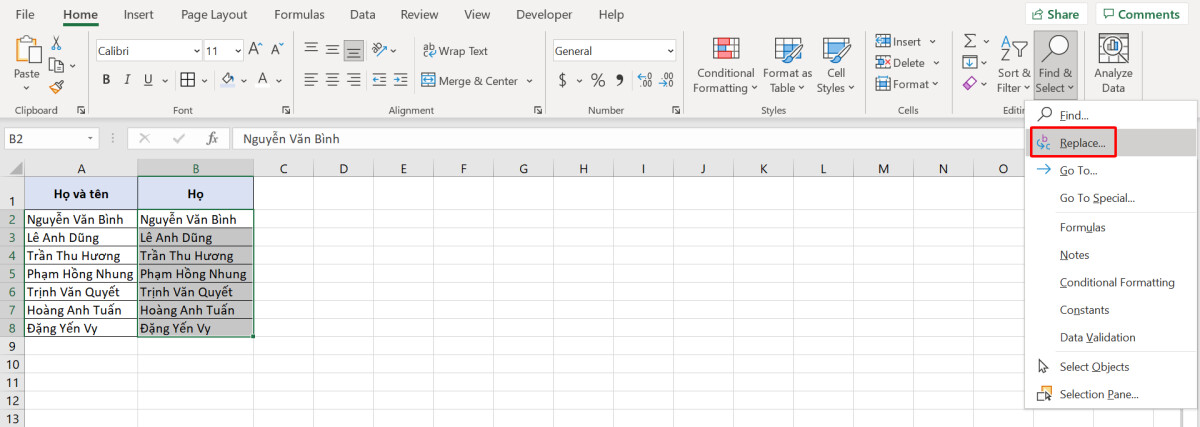 Hướng dẫn 4 cách tách tên trong Excel để tách riêng họ, tên và tên đệm