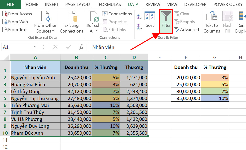 Cách xóa dòng trong Excel dựa theo màu sắc