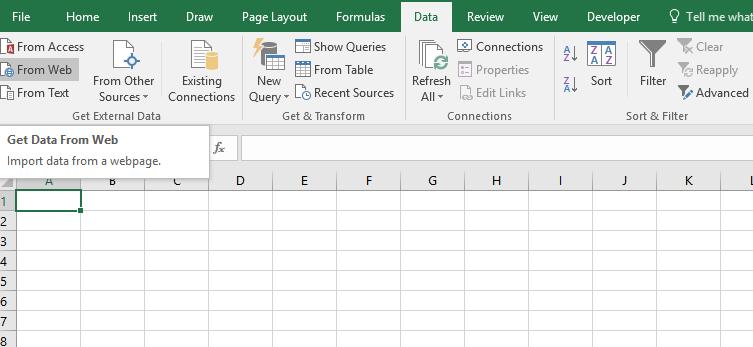 Hướng dẫn cách lấy dữ liệu Excel về tài chính từ Google Finance