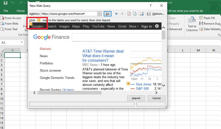Hướng dẫn cách lấy dữ liệu Excel về tài chính từ Google Finance