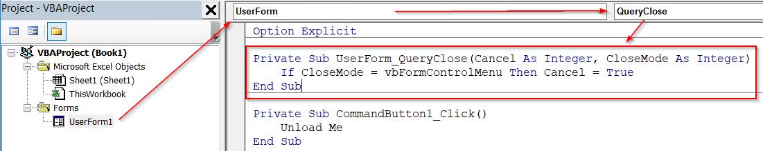 Hướng dẫn vô hiệu hóa nút X trên Userform Excel bằng lệnh VBA