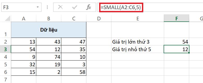 Hướng dẫn sử dụng hàm LARGE và hàm SMALL trong các phiên bản Excel