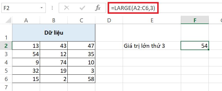 Hướng dẫn sử dụng hàm LARGE và hàm SMALL trong các phiên bản Excel